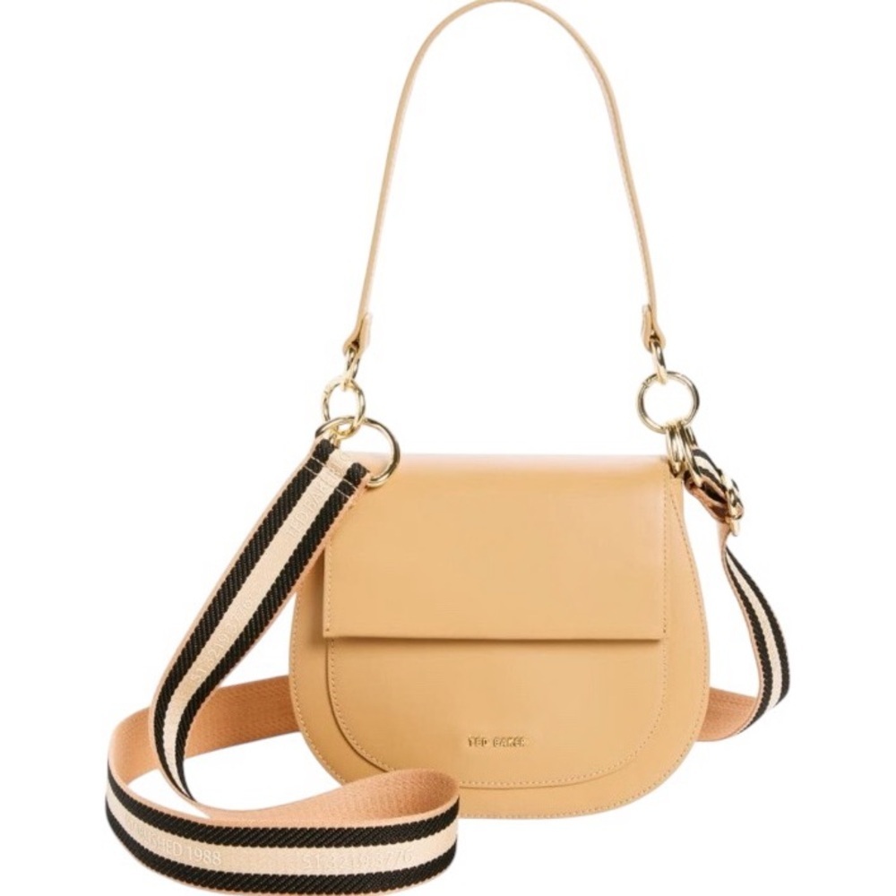 New W/Tags Ted Baker Darcell Leather Saddle Bag in Light Brown
